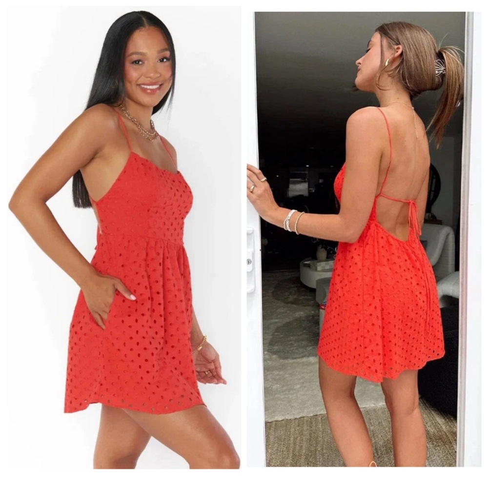 Show Me Your Mumu Out Of Town Mini Dress S Red Eyelet
